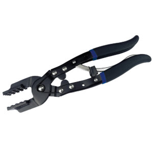 Hose clamp pliers with ratchet locking